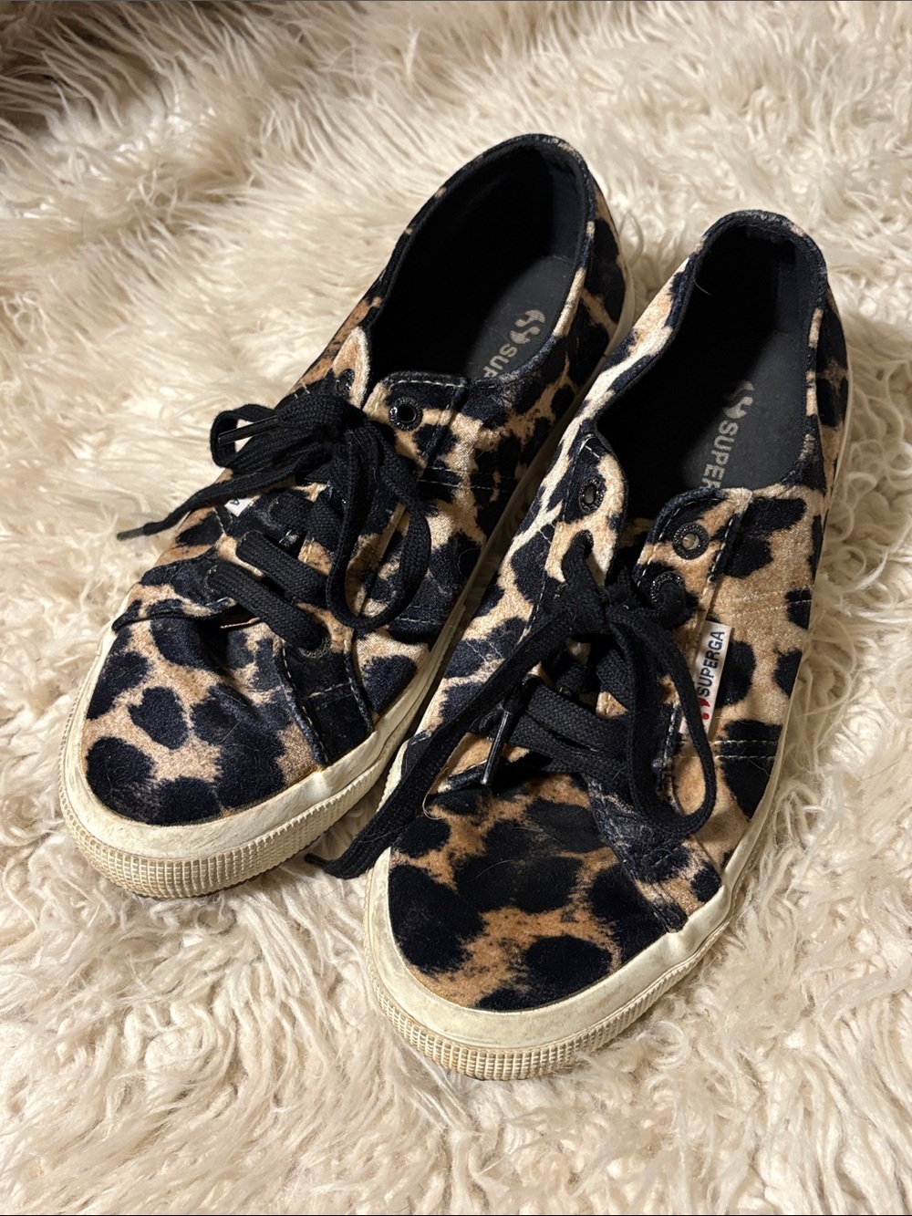 Superga Leopard-Print Lace-Up Sneakers - Black & Brown